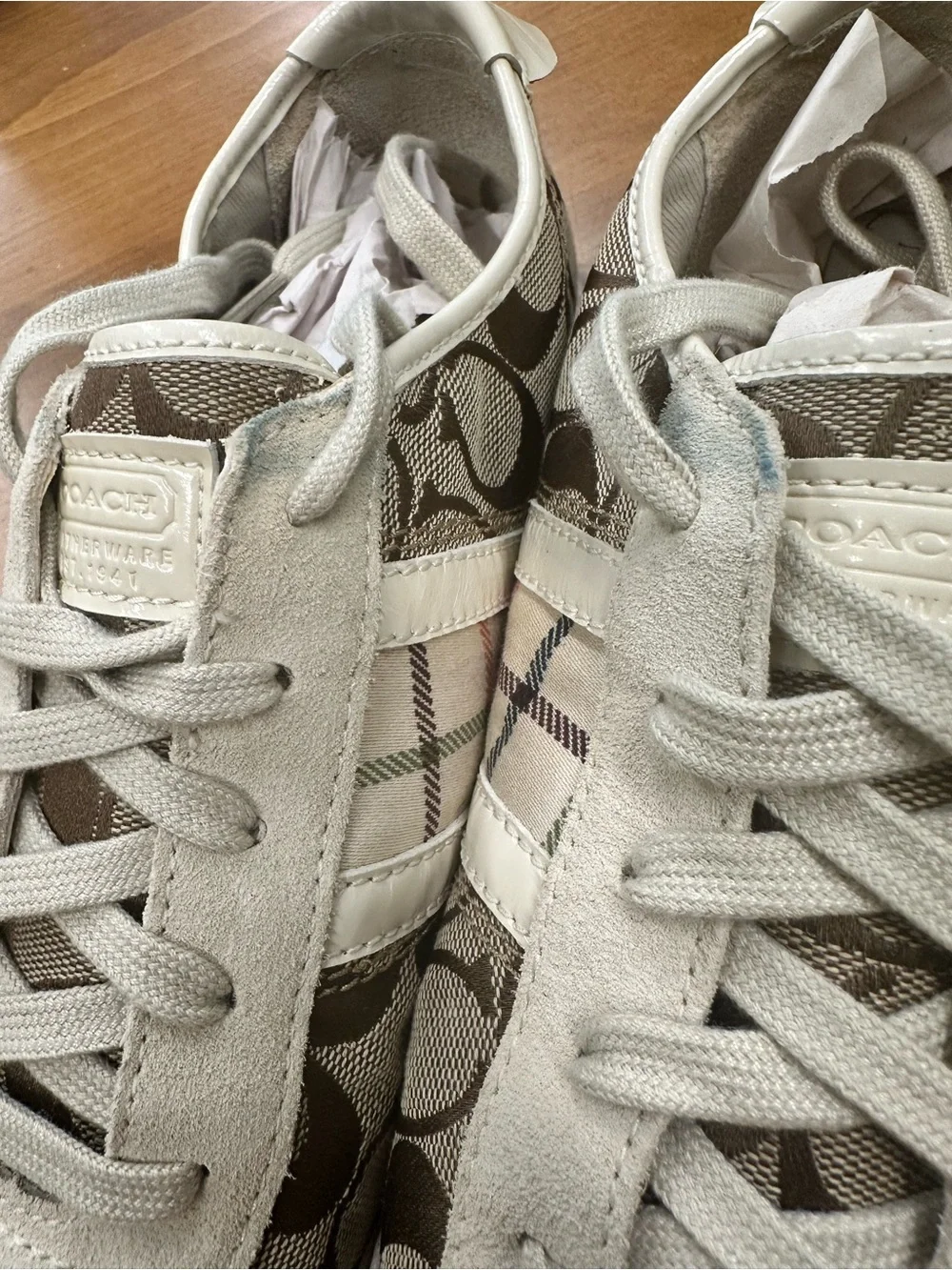 Coach Beige and Brown Signature Runner Sneakers